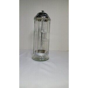 Tablecraft Glass Drinking Straw Holder Straw Dispenser 11" Metal Top Vintage